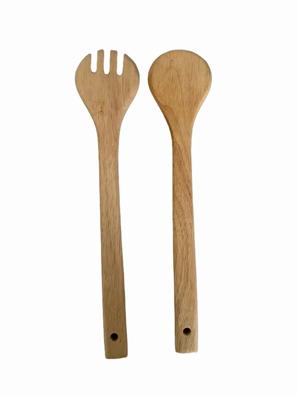 Wooden Salad Servers Set – Natural Wood Spoon & Fork Utensils